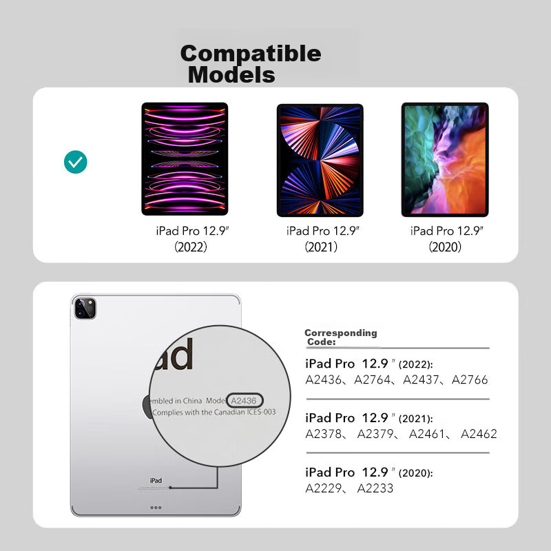 ESR Case for IPad Pro 12.9 (2022/2021/2020) Apple Tablet 12.9-Inch Full Screen M...