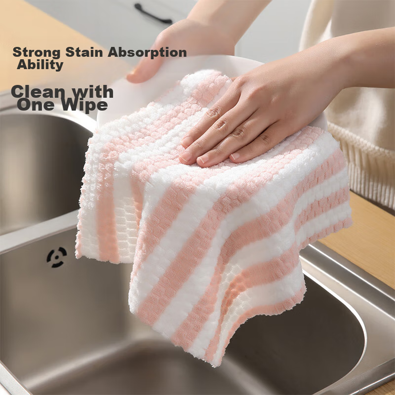 Meiliya Coral Fleece Cleaning Cloth, 25*25cm, 8 Pieces, for Home And Kitchen Cle...