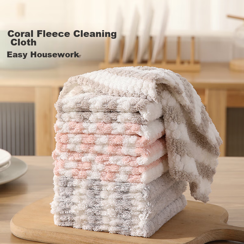 Meiliya Coral Fleece Cleaning Cloth, 25*25cm, 8 Pieces, for Home And Kitchen Cle...