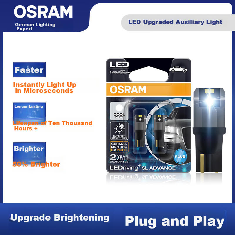 OSRAM W5W/T10 LED Car Light Clearance Light Daytime Running Light, 6000K White L...