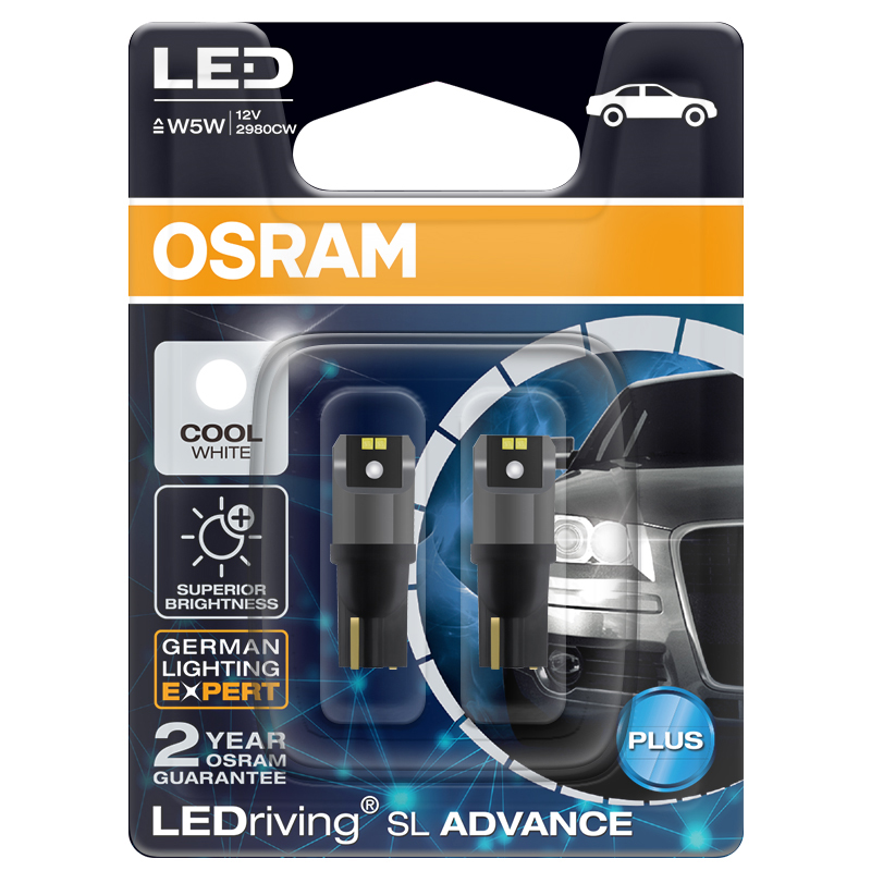 OSRAM W5W/T10 LED Car Light Clearance Light Daytime Running Light, 6000K White L...