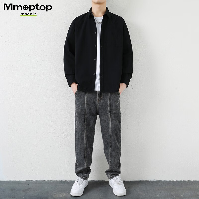 MMOPTOP Retro Pure Cotton Workwear Shirt Jacket Men's Spring and Autumn Long Sle...