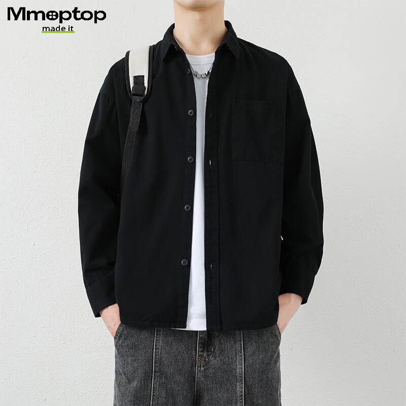 MMOPTOP Retro Pure Cotton Workwear Shirt Jacket Men's Spring and Autumn Long Sle...