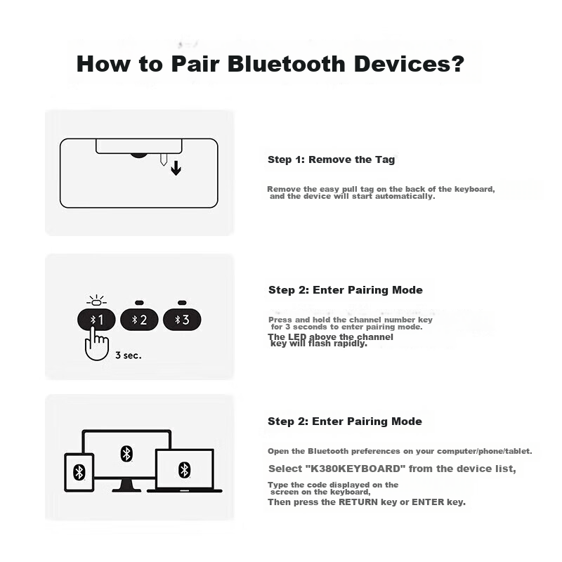 Logitech K380 Enterprise Wireless Bluetooth Keyboard for Office, Laptop, Tablet,...