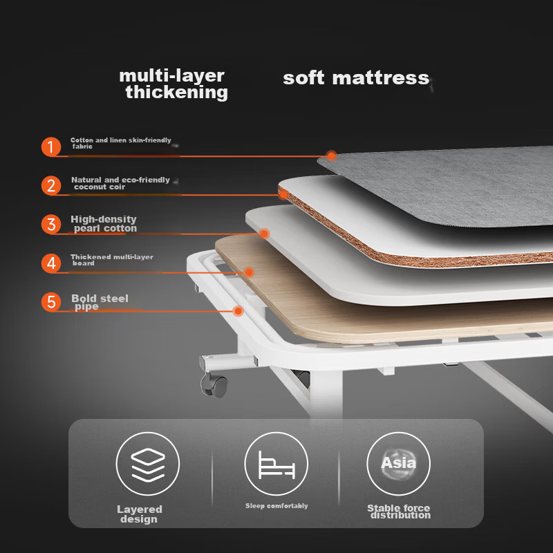 Wenai Folding Bed, Single Nap Bed, Office Hard Board Bed, Military Cot, Hospital...