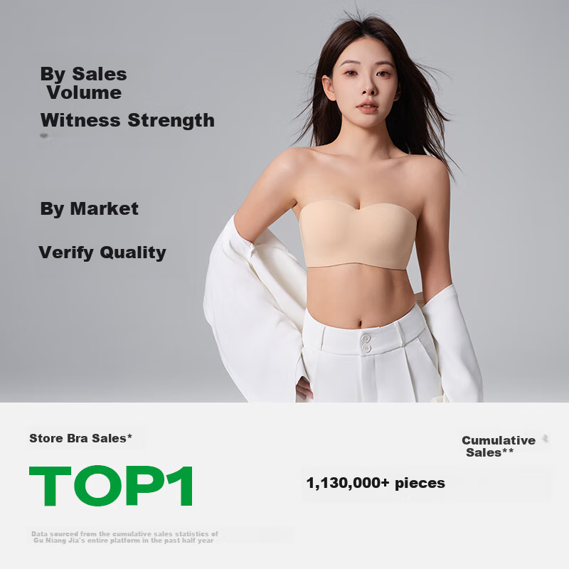 Mushroom Lady Strapless Bra Anti-slip Breathable Women's Bandeau Bra Invisible P...