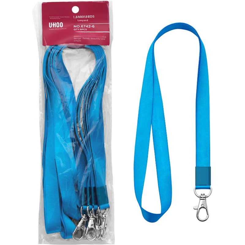 UHOO 6742-6 ID Card Lanyard (1.5cm Wide), Sky Blue, 6 Pieces/pack, ID Card Holde...