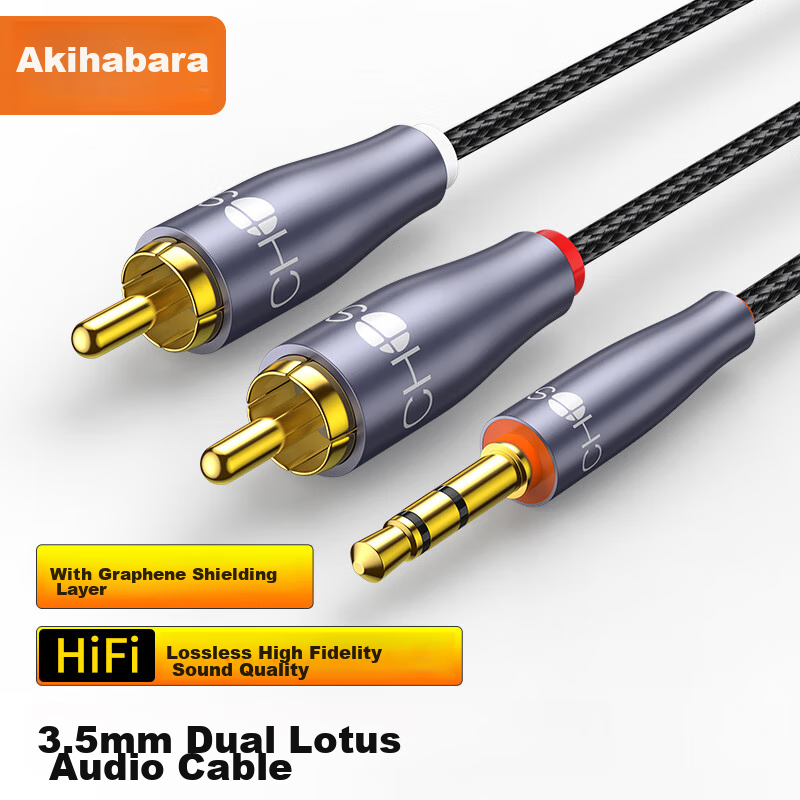 Akihabara (CHOSEAL) 3.5mm to Dual RCA, Graphene Shielded, 3.5mm to 2RCA Splitter...