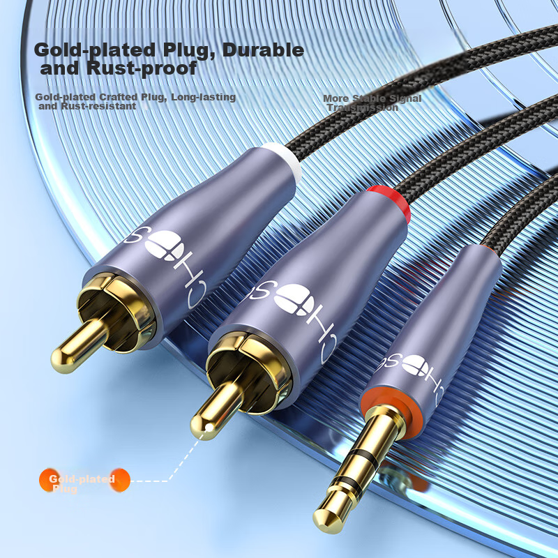 Akihabara (CHOSEAL) 3.5mm to Dual RCA, Graphene Shielded, 3.5mm to 2RCA Splitter...