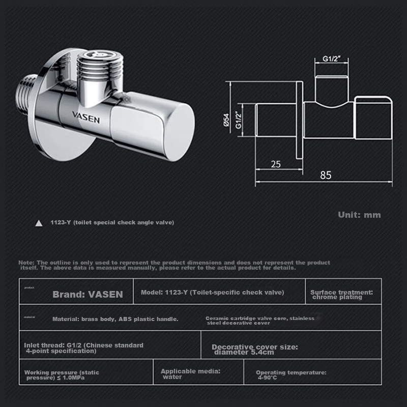 Weixing Toilet Check Valve, Brass Body Toilet Inlet One-Way Check Valve, Anti-To...