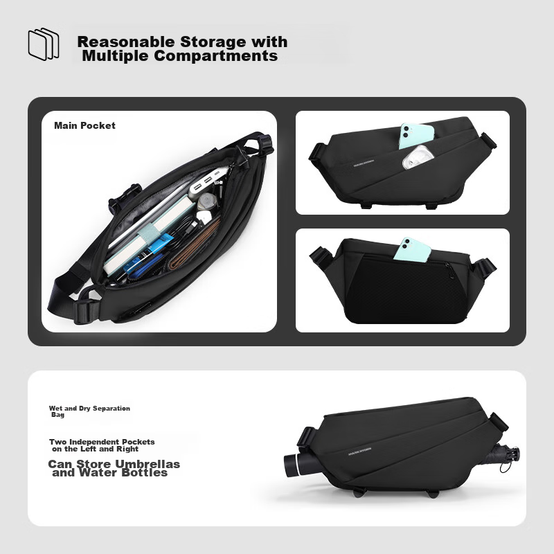 Marco Laideng Shoulder Bag, Sports Large Capacity Crossbody Bag, Motorcycle Ches...