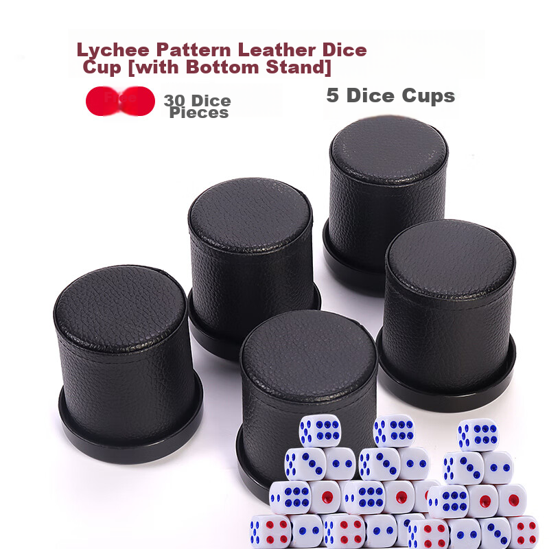 Shenglv Leather Dice Set with Base, 5 Dice, 30 Dice, Dice Cup, Colorful Dice, An...