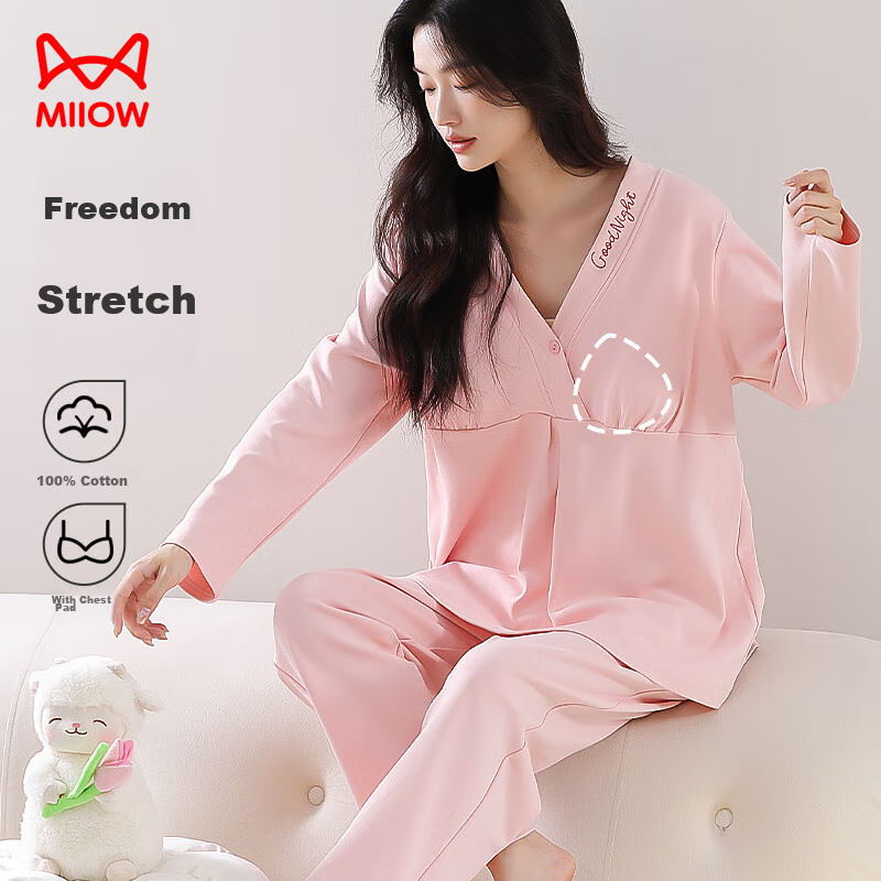 Maoren Anti-Mite Antibacterial Pure Cotton Women's Pajamas, Maternity Wear, Nurs...