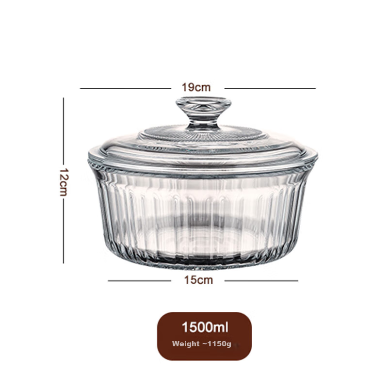 CRISTALGLASS Transparent Glass Bowl with Lid for Microwave, Soup Bowl, Noodle Bo...