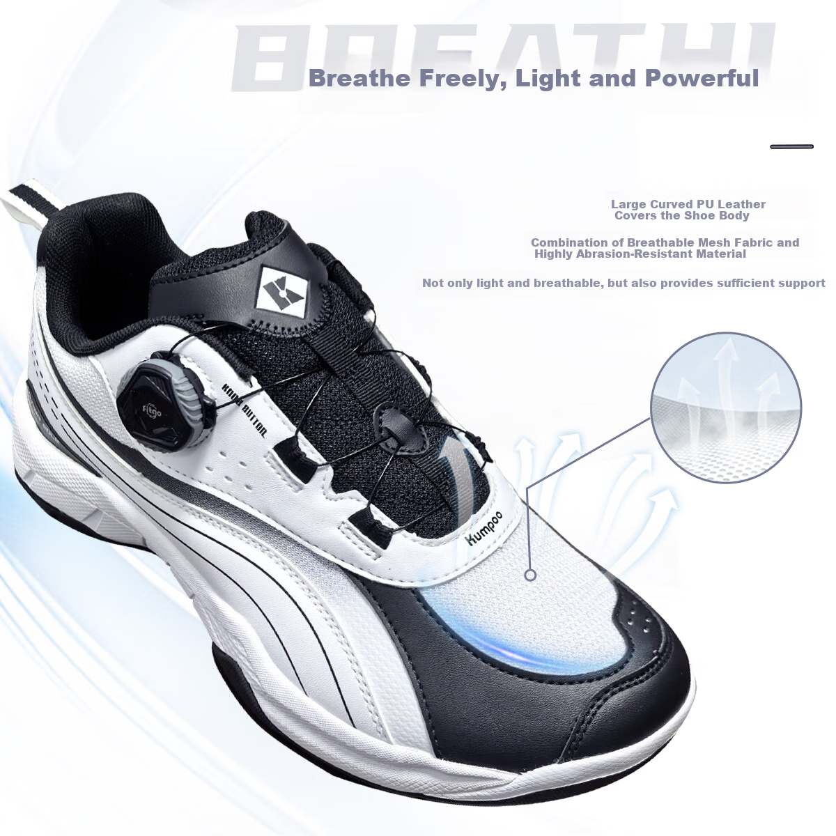 KUMPOO KHR-D96 Featherlight Breathable Anti-slip Wear-resistant Badminton Shoes...