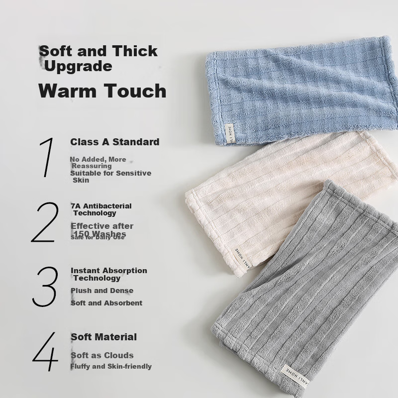 Sanli 7A Antibacterial Household Towels, Cloud-Soft, Absorbent, Quick-Drying, 2-...