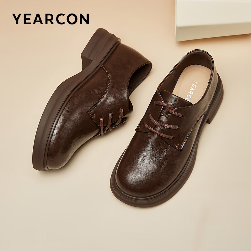 Yierkang Women's Leather Shoes, Spring New Style British-Style Lace-Up Flats, Lo...