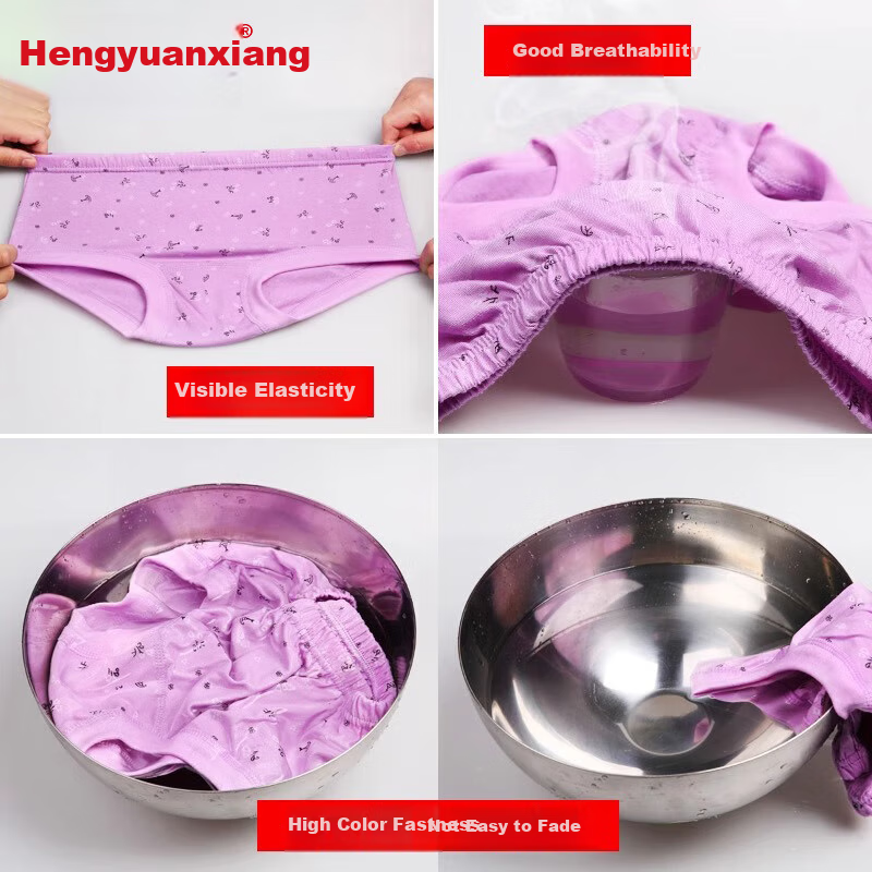 Hengyuanxiang Women's High-Waisted Cotton Plus Size Triangle Underwear for Middl...