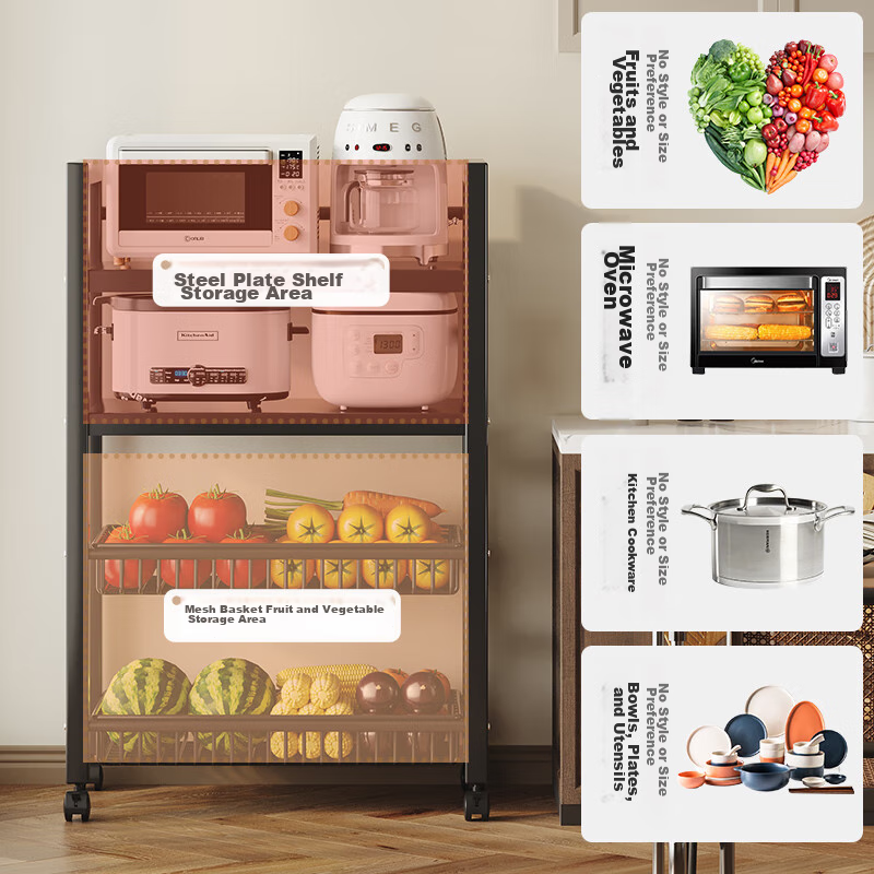 Yicainianhuan Kitchen Storage Rack, Floor-Standing Storage Shelf, Multi-Layer Tr...