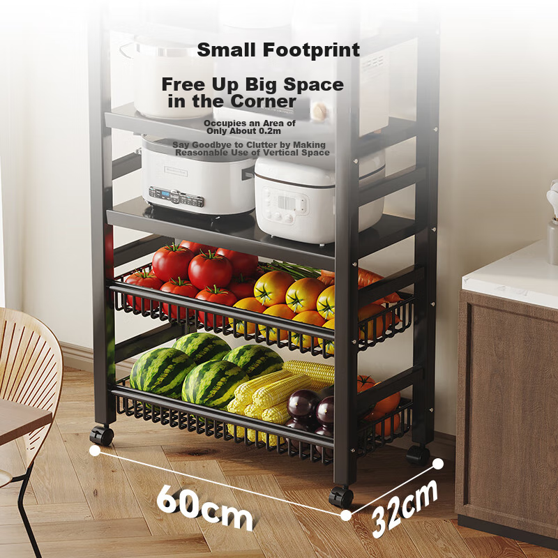 Yicainianhuan Kitchen Storage Rack, Floor-Standing Storage Shelf, Multi-Layer Tr...