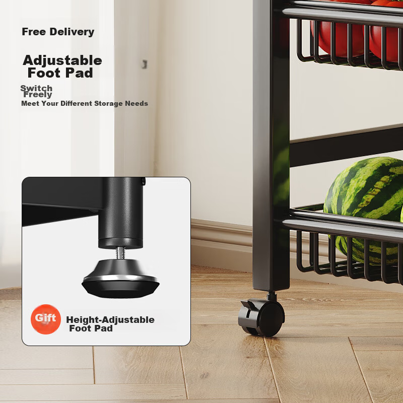 Yicainianhuan Kitchen Storage Rack, Floor-Standing Storage Shelf, Multi-Layer Tr...