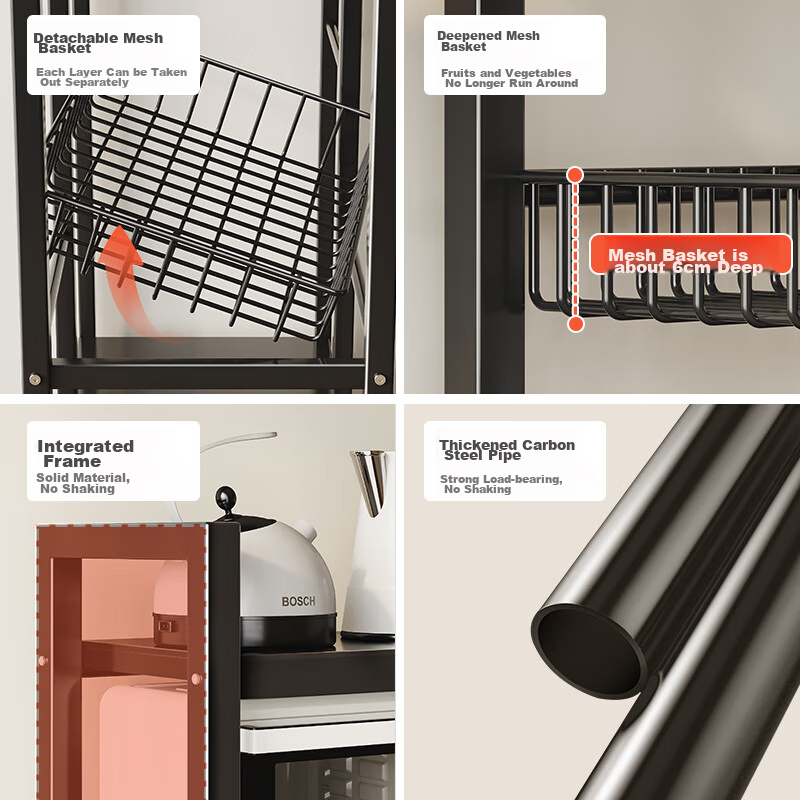 Yicainianhuan Kitchen Storage Rack, Floor-Standing Storage Shelf, Multi-Layer Tr...