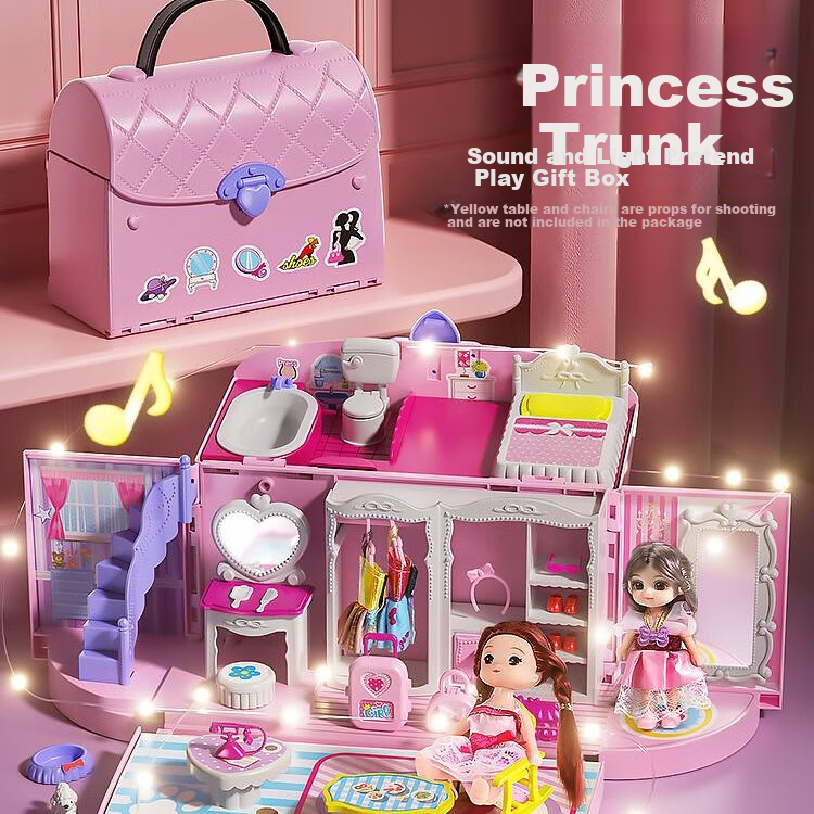 Shangmeibeibei Children's Pretend Play Toy House Handbag Princess Bedroom Dollho...