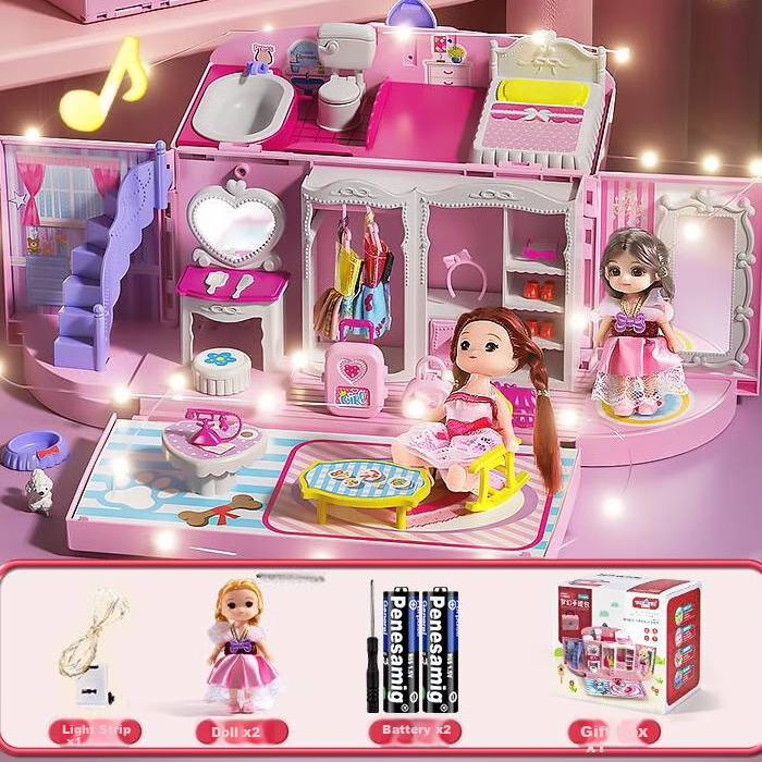 Shangmeibeibei Children's Pretend Play Toy House Handbag Princess Bedroom Dollho...