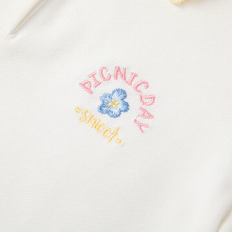 DEESHA Girls' 2023 Summer Embroidered Contrasting Ruffle-Edged Polo Collar Short...