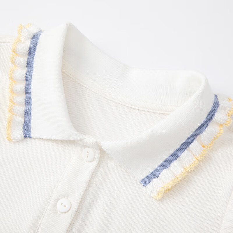 DEESHA Girls' 2023 Summer Embroidered Contrasting Ruffle-Edged Polo Collar Short...