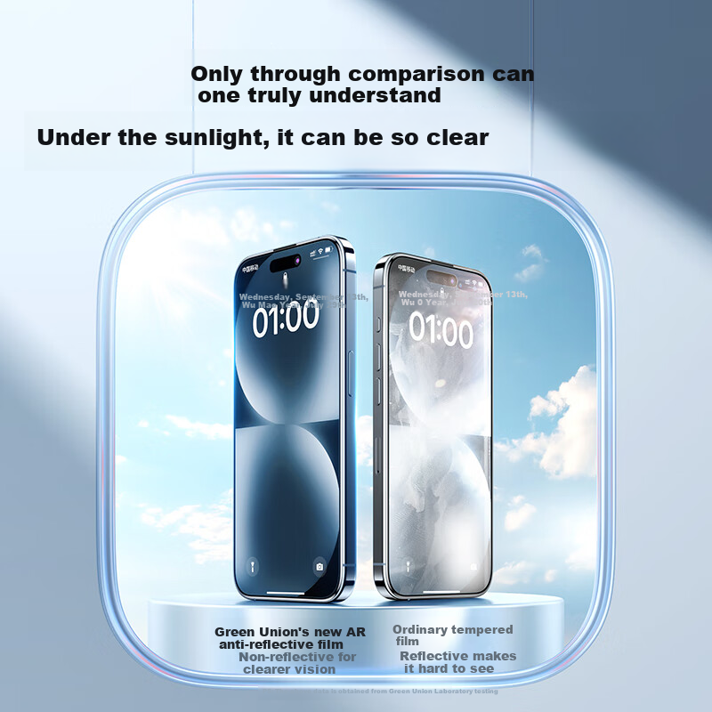 UGREEN AR Anti-Reflection Film for Apple 16/15 Tempered Glass Screen Protector f...