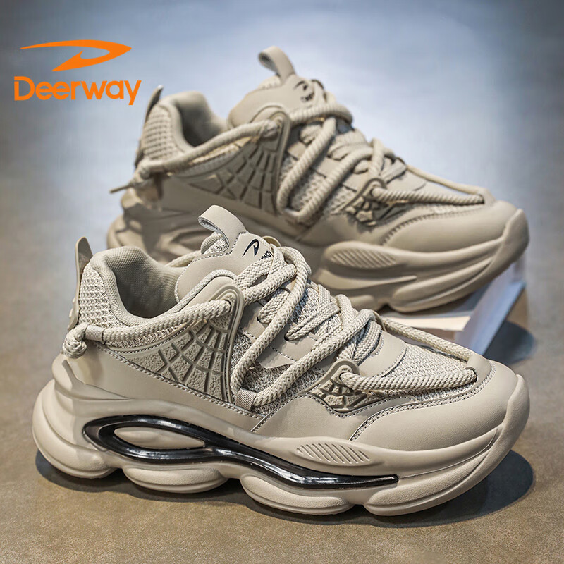 DEERWAY Men's Shoes 2025 Spring Dad Men's Retro Sports Shoes Thick-soled Casual...