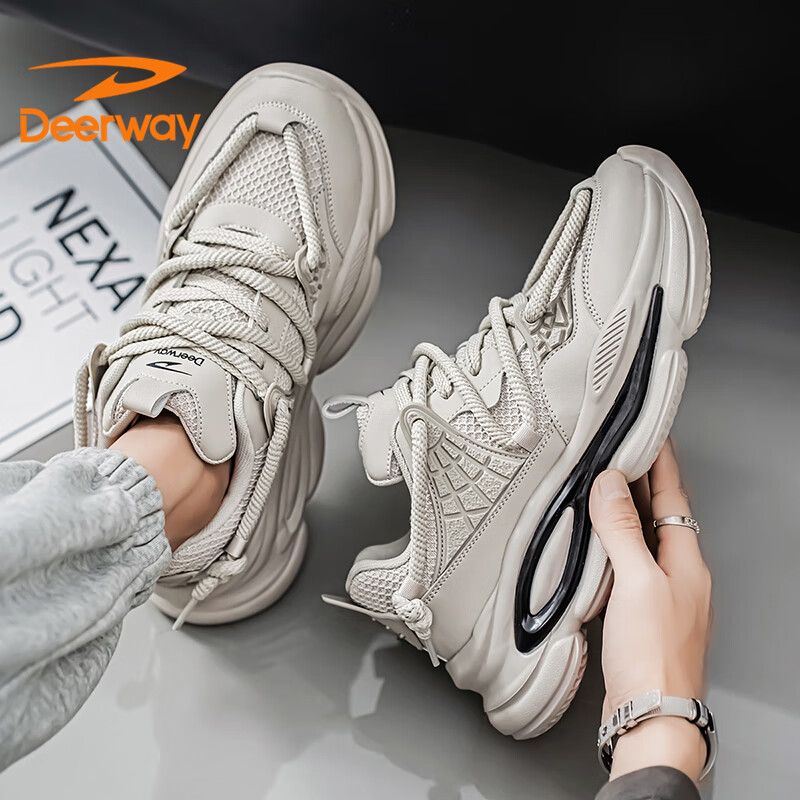 DEERWAY Men's Shoes 2025 Spring Dad Men's Retro Sports Shoes Thick-soled Casual...
