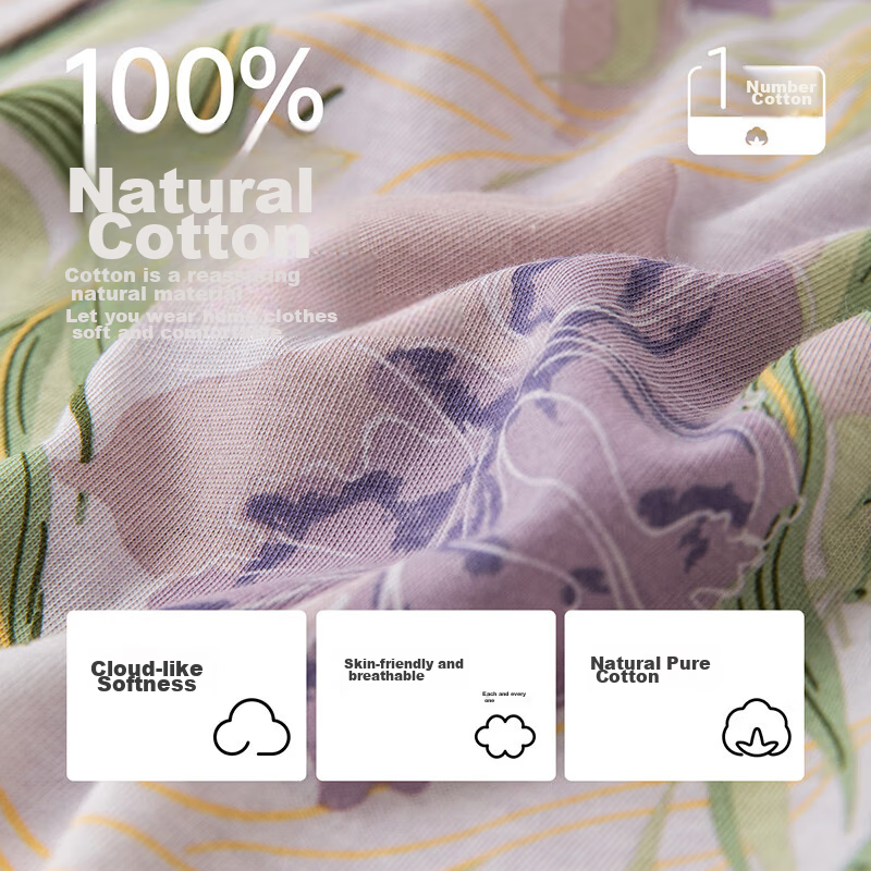 Dingguagua Top-Notch Pajamas for Women, Spring And Autumn, Pure Cotton, Button-U...