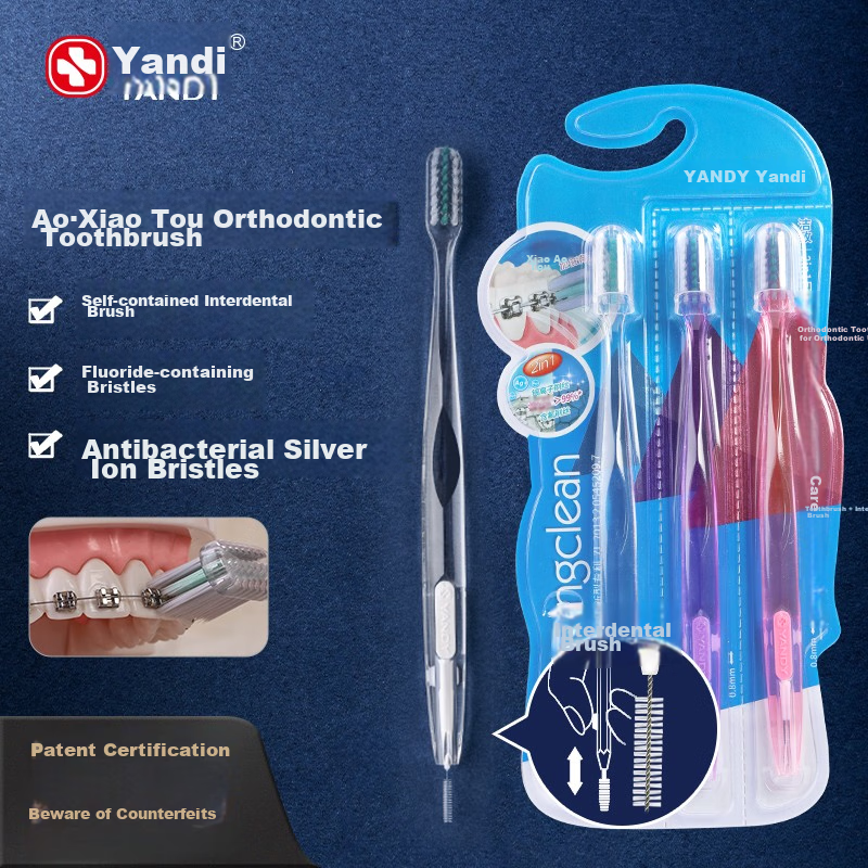 YANDY Orthodontic Toothbrush, Concave U-Shaped, 3-Pack, for Adults And Children...