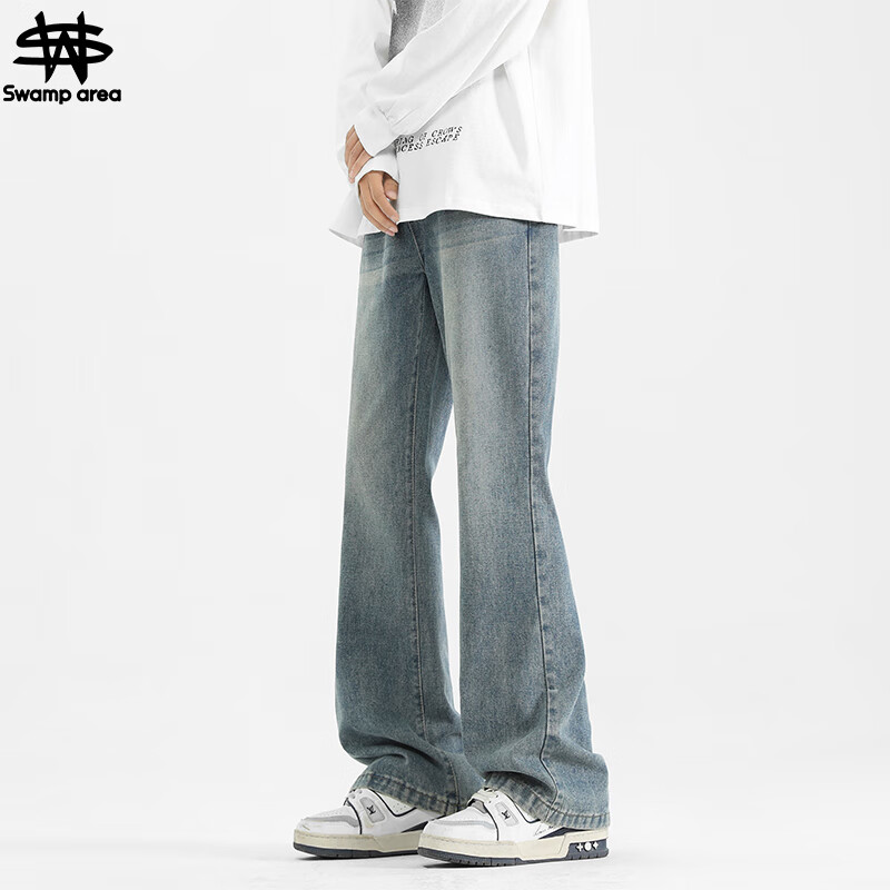 SWAMP AREASWAMP AREA Vintage American-Style Slightly Flared Jeans for Men, Sprin...
