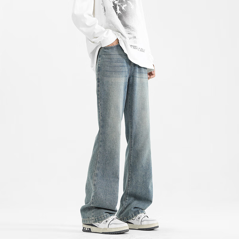 SWAMP AREASWAMP AREA Vintage American-Style Slightly Flared Jeans for Men, Sprin...