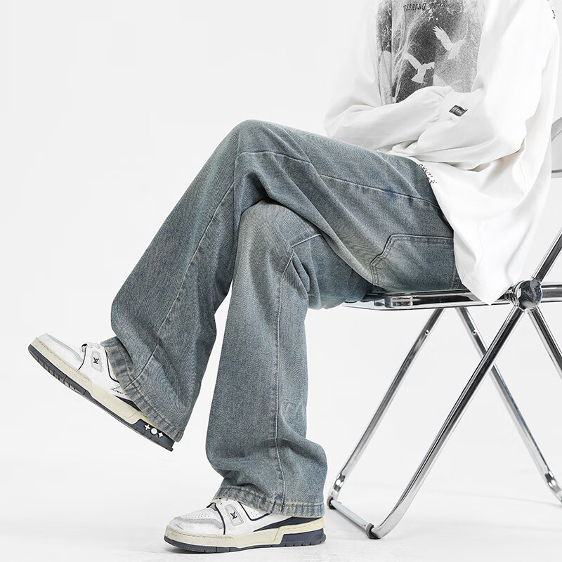 SWAMP AREASWAMP AREA Vintage American-Style Slightly Flared Jeans for Men, Sprin...