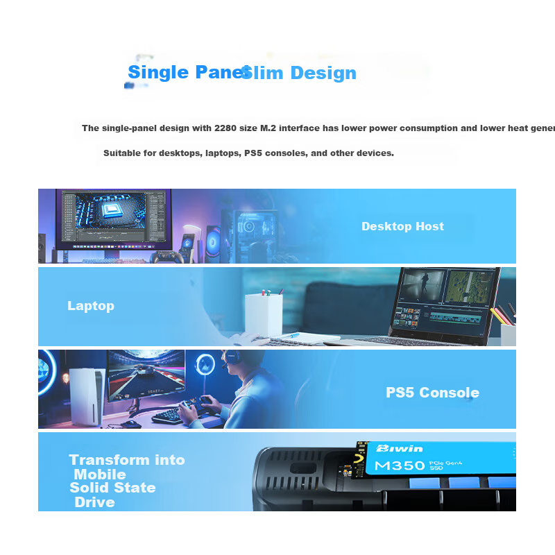 BIWIN 2TB SSD M.2 Interface (NVMe Protocol) M350 PCIe4.0 Read Speed 5200MB/s AI...