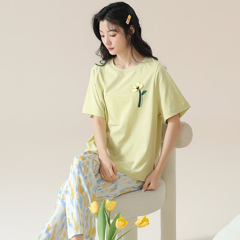 Xueximan Women's Pajamas, Spring And Summer, Xinjiang Cotton, with Chest Pads, H...