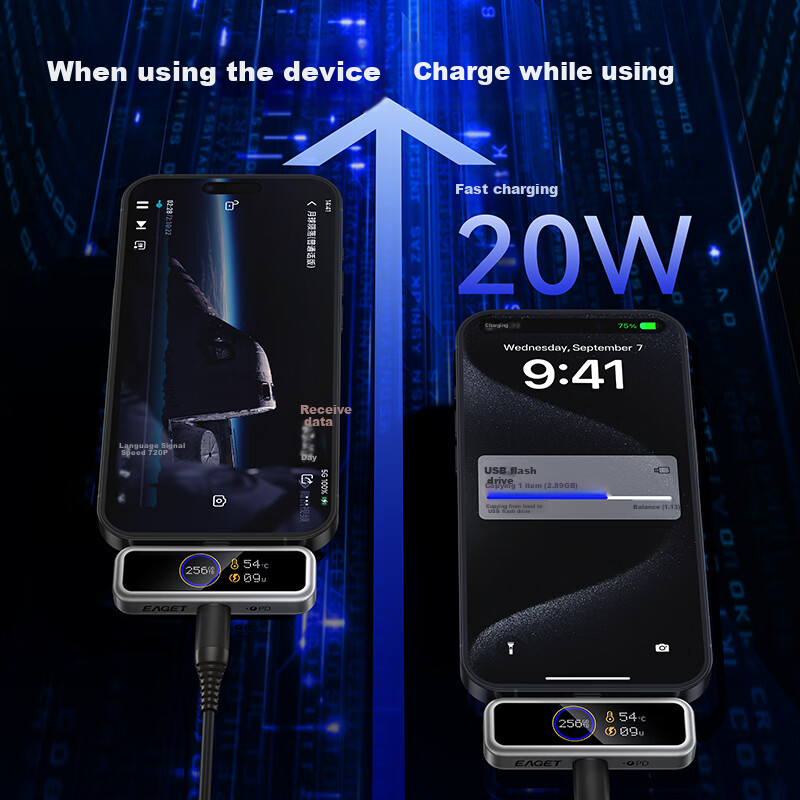 EAGET I30pro 256GB USB3.0 Type-C, Apple Android Phone USB Drive, PD Power Supply...