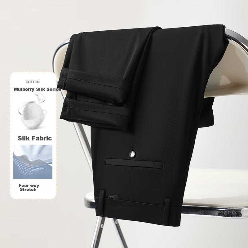 FIRS Men's Casual Pants with Mulberry Silk, Lightweight for All Seasons, Busines...