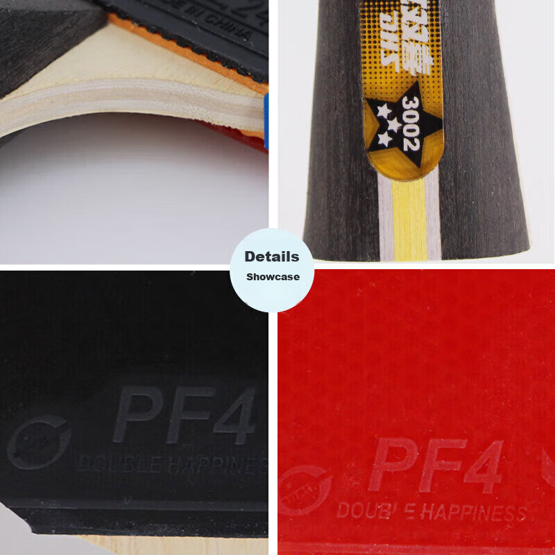 DHS 3-Star Penhold Double-Sided Anti-Grip Table Tennis Racket H3002 with 6 Balls