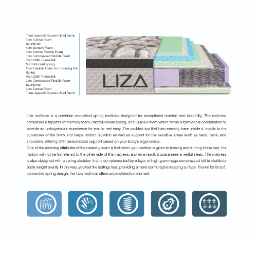 Green Rest Liza Mattress – Padded Top Micro-Bonnell Spring Mattress with Memory...