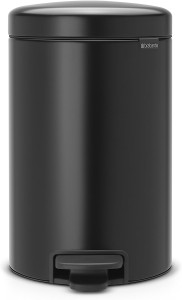 Brabantia Newicon Pedal bin, 12 litre, plastic bucket - Matt Black