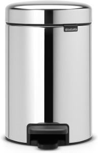 Brabantia Newicon Pedal bin, 3 litre, plastic bucket - Brilliant Steel