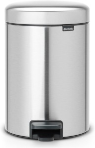 Brabantia Newicon Pedal bin, 3 litre, plastic bucket , Matt Steel Fingerprint