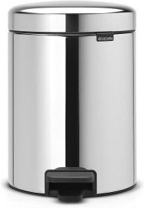Brabantia Newicon Pedal bin, 5 litre, plastic bucket - Brilliant Steel