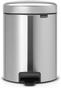 Brabantia Newicon Pedal bin, 5 litre, plastic bucket - Matt Steel