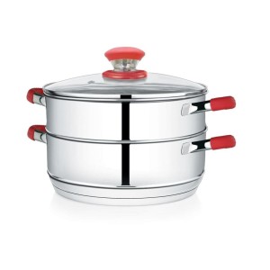 Premier Stainless Steel Induction Bottom 2 Tier Steamer with glass lid - 20 Cm